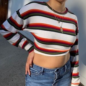 White Striped sweater with colorful stripes